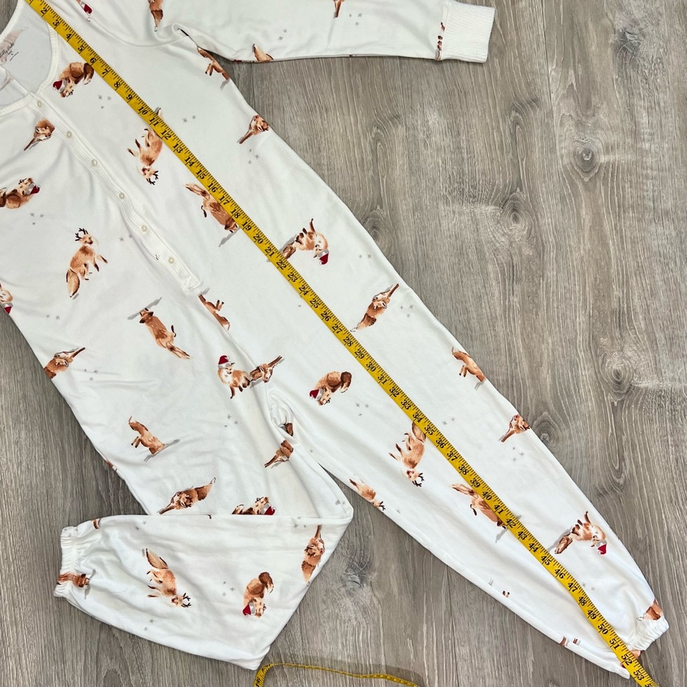Gilly Hicks Dreamworthy Soft Jumpsuit Christmas Foxes White size Small - Picture 8 of 15